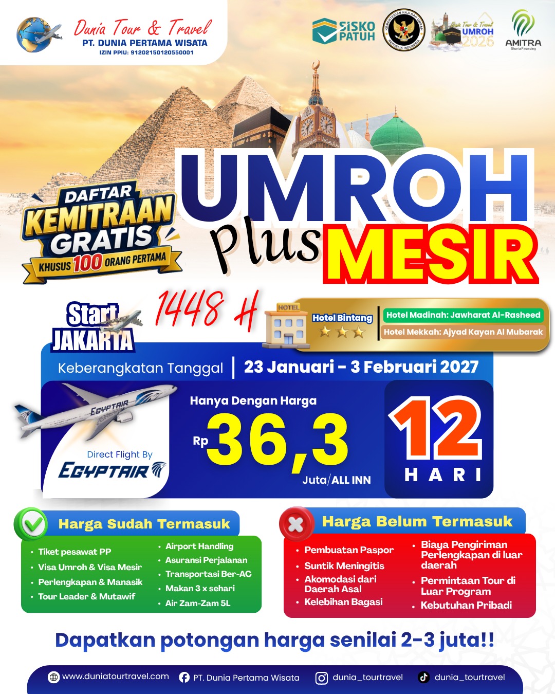 Paket Umroh Plus Mesir 1448 H